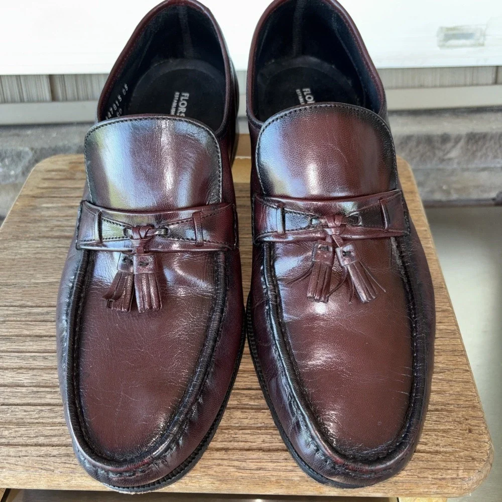 Vintage Florsheim Men's Burgundy Leather Tassel Dress Loafers Round Toe 12 3E